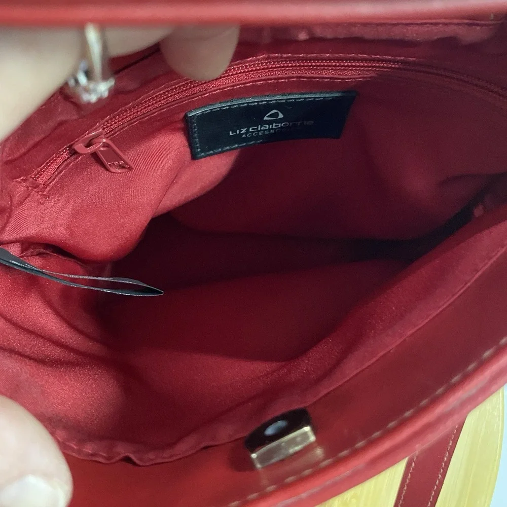 Liz Claiborne accessories Red‎ Purse/shoulder Bag. Double Strap Snap Closure